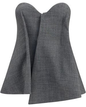 Magda Butrym Asymmetrical Wool Corset Top - Grey