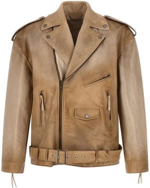 Golden Goose Solid Notched Lapel Jacket - Brown