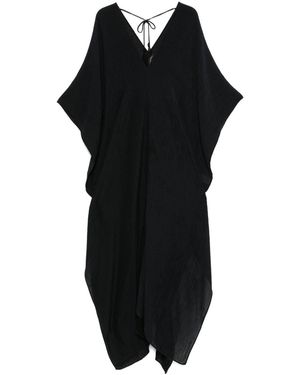 TALLER MARMO PRE V-Neck Half-Length Sleeves V-Back Rio Maggiore Kaftan Dress - Black