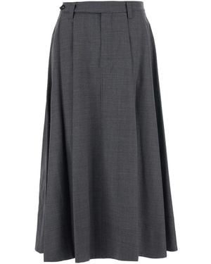 Brunello Cucinelli Midi Skirt Wool Blend Virgin - Gray
