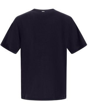 Herno Wool Jersey Crewneck T-Shirt With Tonal Embroidery - Blue