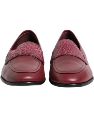 Dolce & Gabbana Leather Formal Slip On Shoes Calfskin Caiman - Red