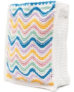 CASABLANCA Mini Gradient Wave Crochet Crossbody Bag Shoulder - White
