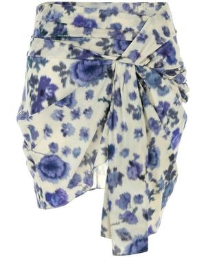 Isabel Marant Printed Stretch Silk Ovia Mini Skirt - Blue