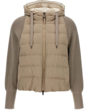 Brunello Cucinelli Two-Material Puffer Jacket - Brown