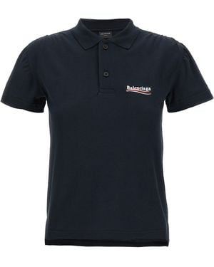 Balenciaga Logo Embroidery Polo Shirt - Black