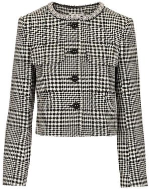Self-Portrait Wool Houndstooth Tailored Jacket - Multicolour