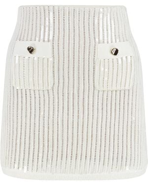 Self-Portrait Knitted Mini Skirt Cotton - White