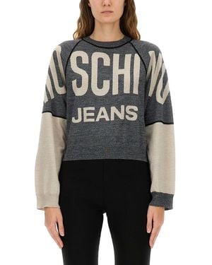M05CH1N0 Jeans Jersey With Inlaid Logo - Black