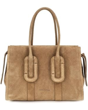Marc Jacobs Babe City Tote Suede Handbag Calf Leather Bos Taurus Shoulder Bags - Natural