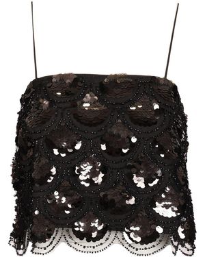 ROTATE BIRGER CHRISTENSEN Sequins Crop Top - Black