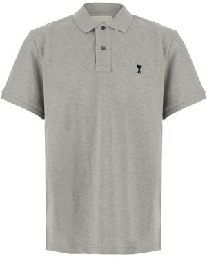 Ami Paris Polo Shirt Ami De Coeur Cotton T-Shirts - Gray
