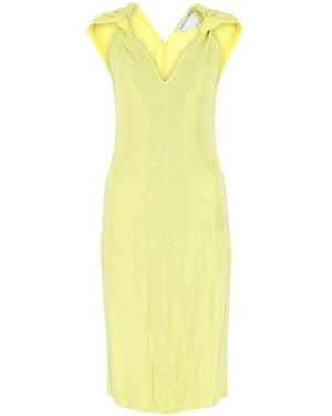 Bottega Veneta Embellished Stretch Viscose Blend Dress - Yellow