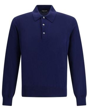 Tom Ford Blue Cotton Polo Shirt