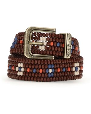 Etro Beaded Belt With Floral Motif - Brown