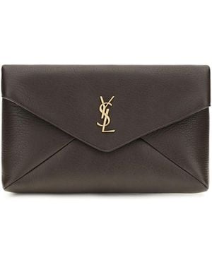 Saint Laurent Ysl Busta Pouch W_Haka Moira L Lamb Ovis Aries Wallet - Gray