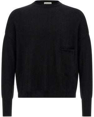 Ma'ry'ya Fine Wool Crew Neck Sweater - Black