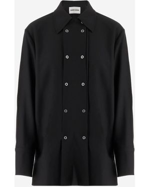 Jil Sander Wool Double-Breasted Shirt - Black