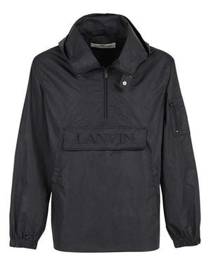 Lanvin Logo Hooded Windbreaker - Blue