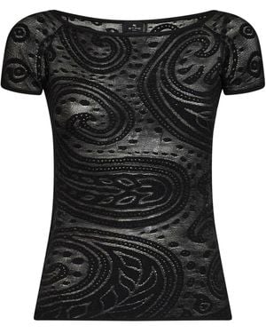 Etro Paisley Jacquard Knit Off-The-Shoulder Top - Black