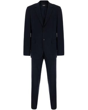 BOSS Suit Houston Single-Breasted Wool Suits - Blue