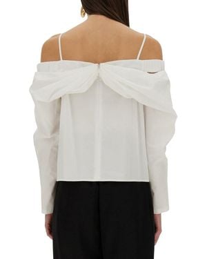 Nina Ricci Nina Ricci Off-Shoulder Cotton Shirt - Gray