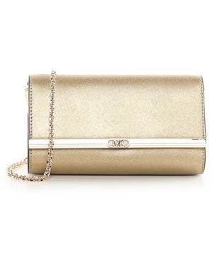 MICHAEL Michael Kors Mona Metallic Leather Clutch - Natural