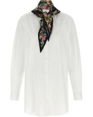 Dolce & Gabbana Dolce & Gabbana Cotton Poplin With Patterned Silk Scarf Shirt - White