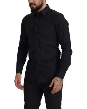 Dolce & Gabbana Cotton Slim Fit Dress Shirt - Blue