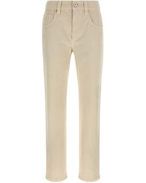 デニム・ジーパン BRUNELLO CUCINELLI Brunello Cucinelli Trousers Natural Lightweight denim trousers for Man in Light Blue Denim