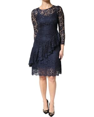 Dolce & Gabbana Lace Ruffle A-Line Knee Length Dress Co+Ny+Ry - Blue