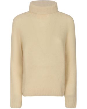 Oliver Lattughi Turtleneck Rib Trim Knit Pullover - Natural