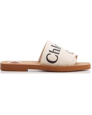 Chloé Ivory "Woody" Flat Sandal - Brown