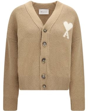Ami Paris Ami De Coeur Cardigan Alpaca - Natural