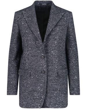 Tagliatore Bertha Single-Breasted Sequin Blazer - Gray