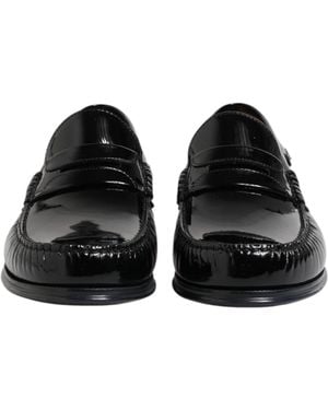 Dolce & Gabbana Leather Slip On Loafers Dress Shoes - Black