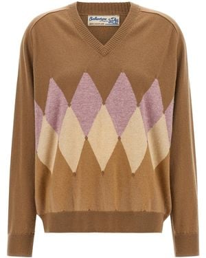 Ballantyne Argyle Intarsia Sweater - Brown