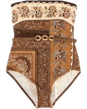 Zimmermann Lucky Bandeau One-Piece Swimsuit - Natural