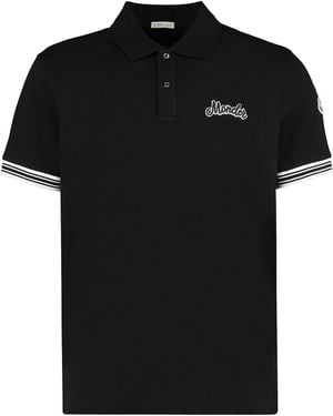 Moncler Cotton-Piqué Polo Shirt - Black