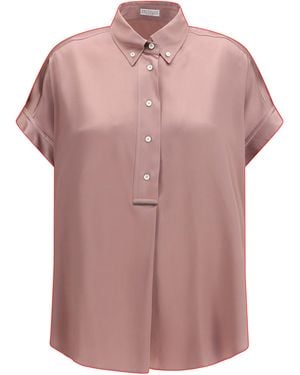 Brunello Cucinelli Silk Shirt Silk; Elastane - Pink