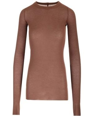 Rick Owens Jersey Crew Neck Top - Brown