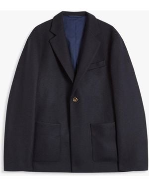 Doppiaa Aaura Wool Single-Breasted Jacket - Blue