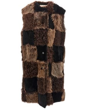 Marni Long Shearling Vest - Brown