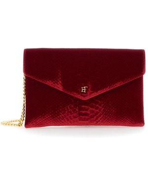 Elisabetta Franchi Mini Bag Velvet Small Pochette - Red