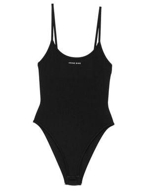 Anine Bing Bodysuit With Logo Print Nylon Vests & Tank Tops - Black