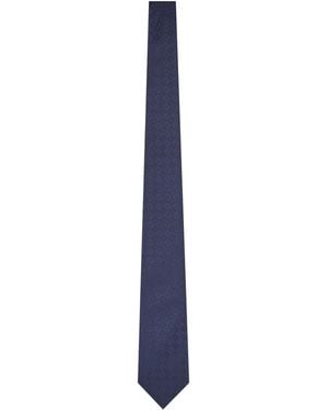 Emporio Armani Cravatta Jacquard Eagle E Check - Blue