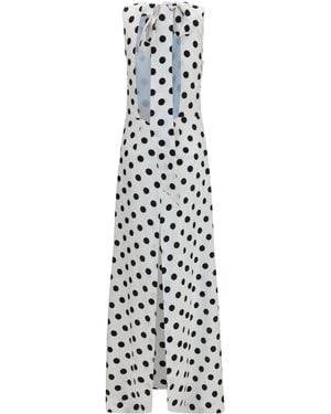 Sa Su Phi Sleeveless Maxi Dress With Back Bow Silk Long - White