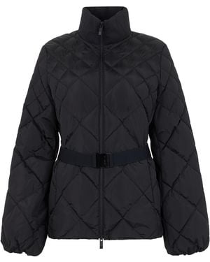 Moncler Quilted Belted Jacket Polyamide Puffer - Black