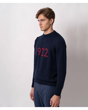 Larusmiani Crewneck Wool Jumper Special Edition 1922 Knitwear - Blue