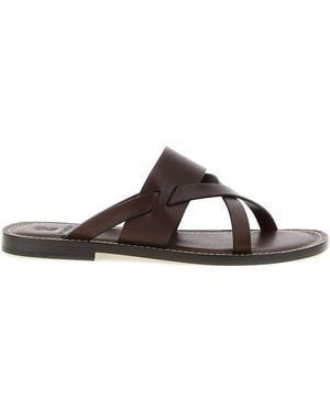 Brunello Cucinelli Calfskin Slides Shoe - Black